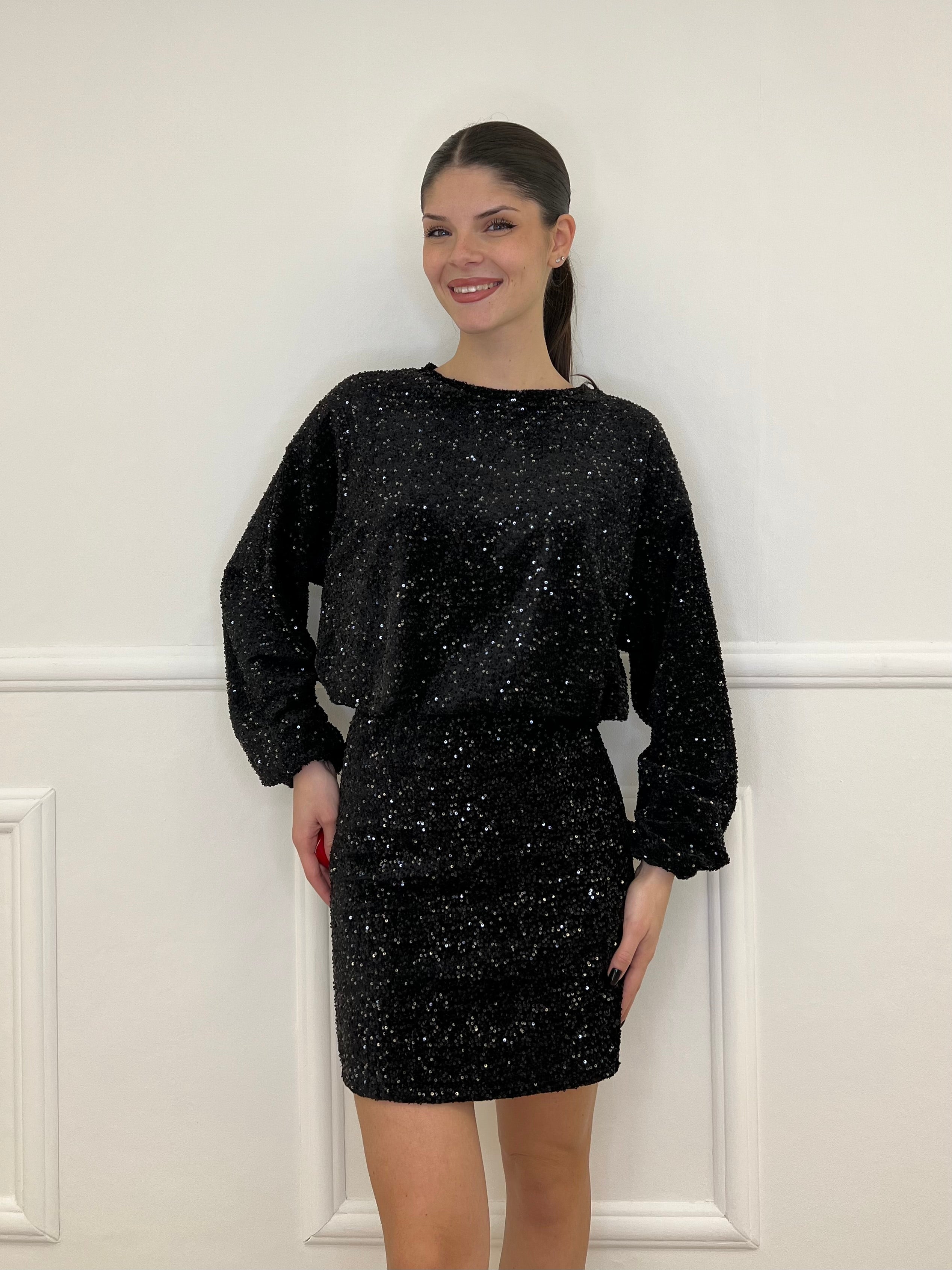 Maglia Paillettes 90225 Nero