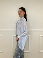 Camicia in Tencel con Fiocco 2608 Azzurro