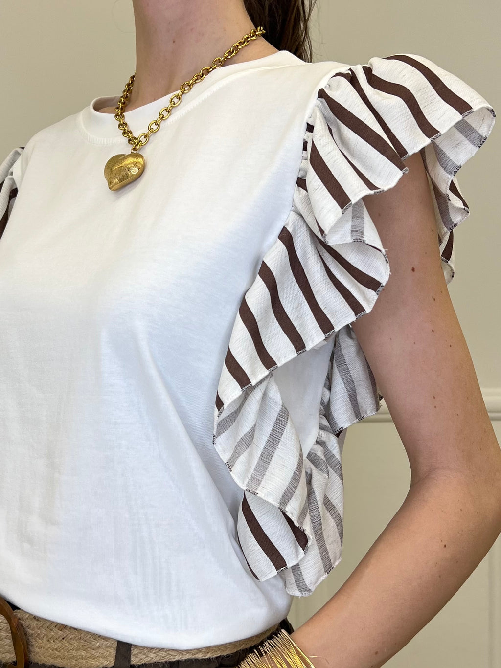 T-shirt Maniche a Righe 1960 Marrone