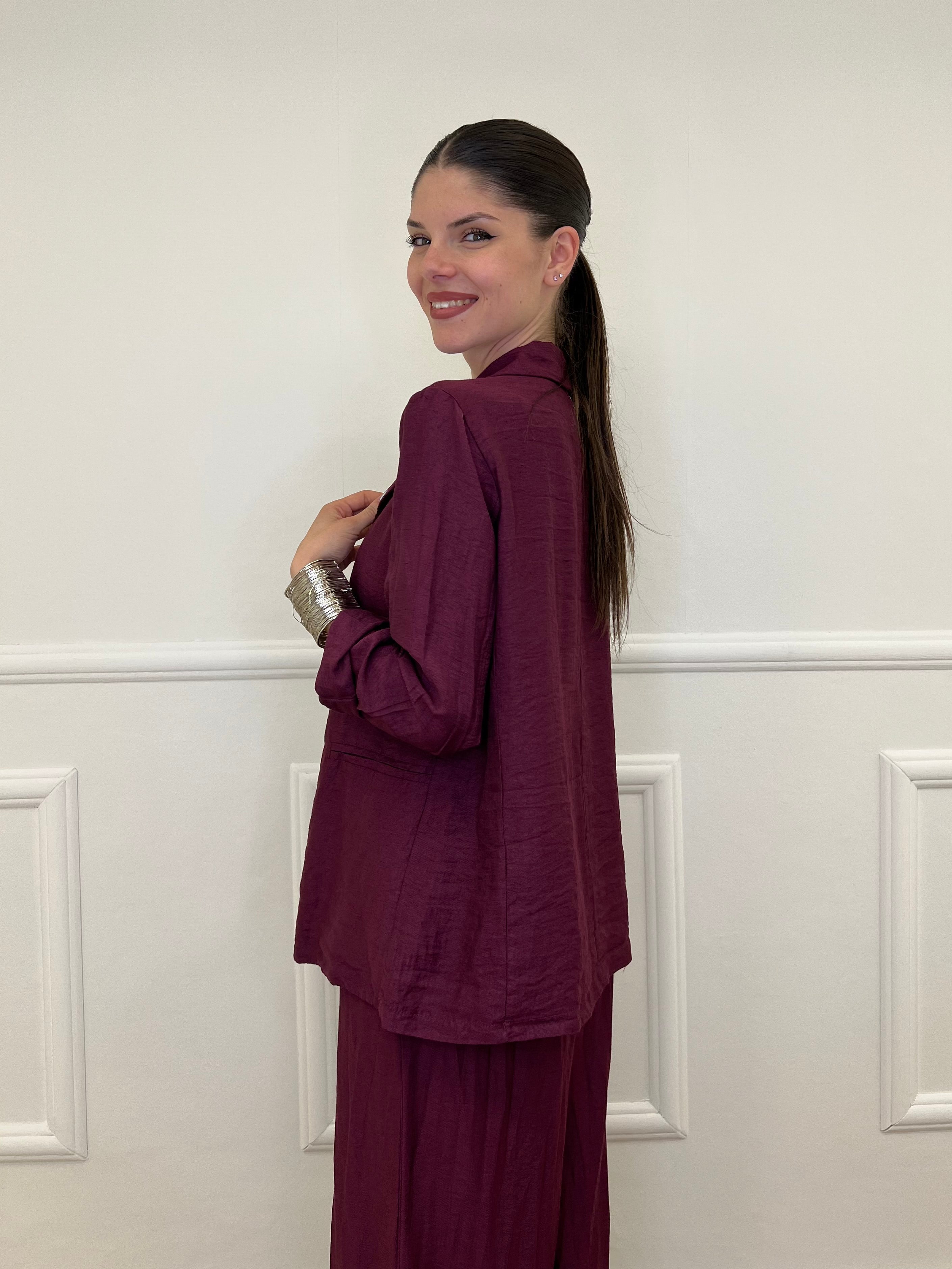 Tailleur In Lino e Tencel 26301 Burgundy