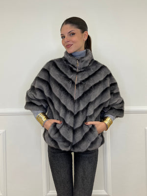 Pelliccia Chevron C037 Grigio