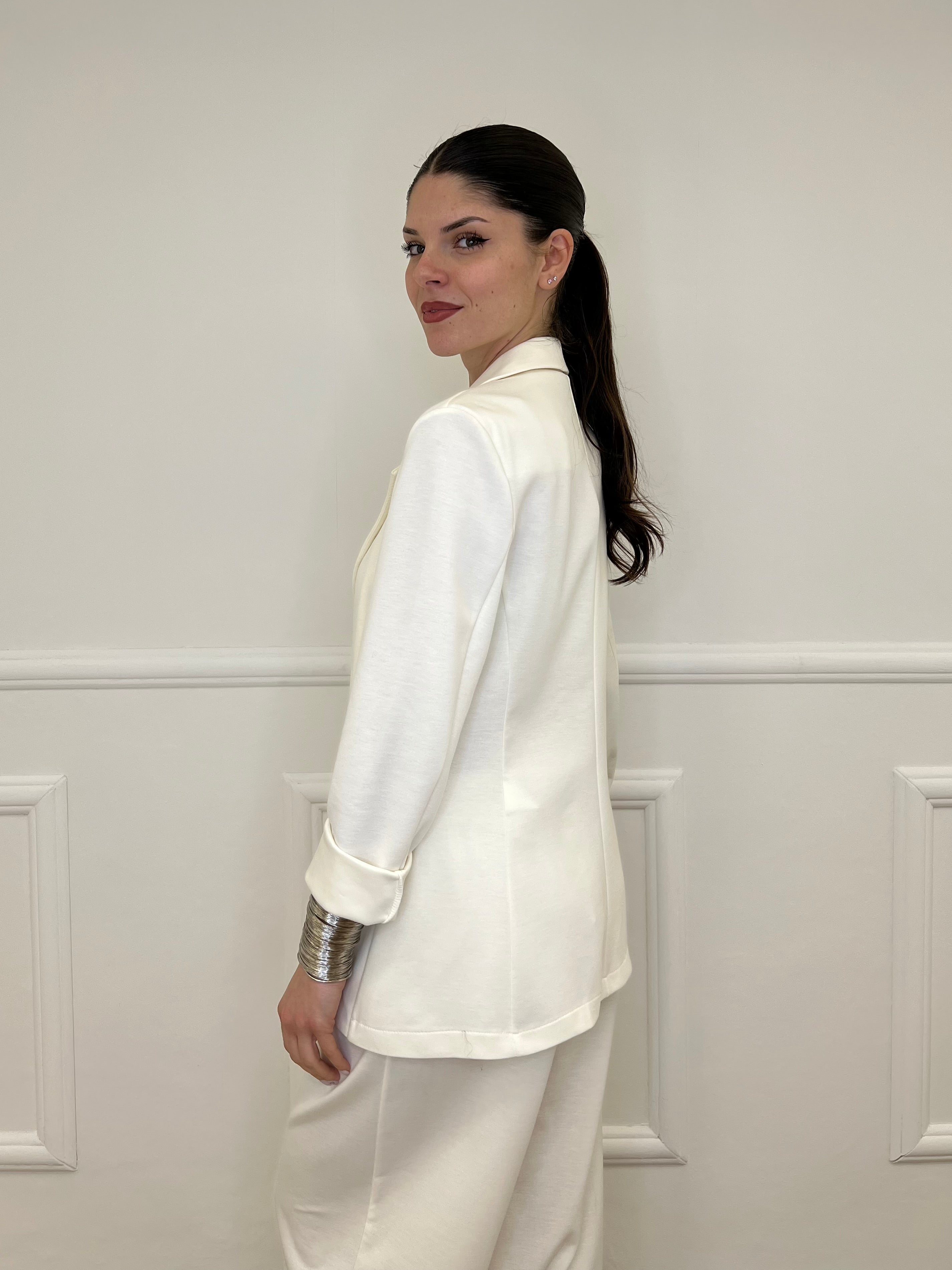 Blazer in Viscosa 27435 Panna