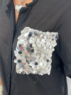 Camicia Tasca Paillettes 672-150 Nero