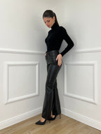 Pantalone Flare Ecopelle 2802 Nero