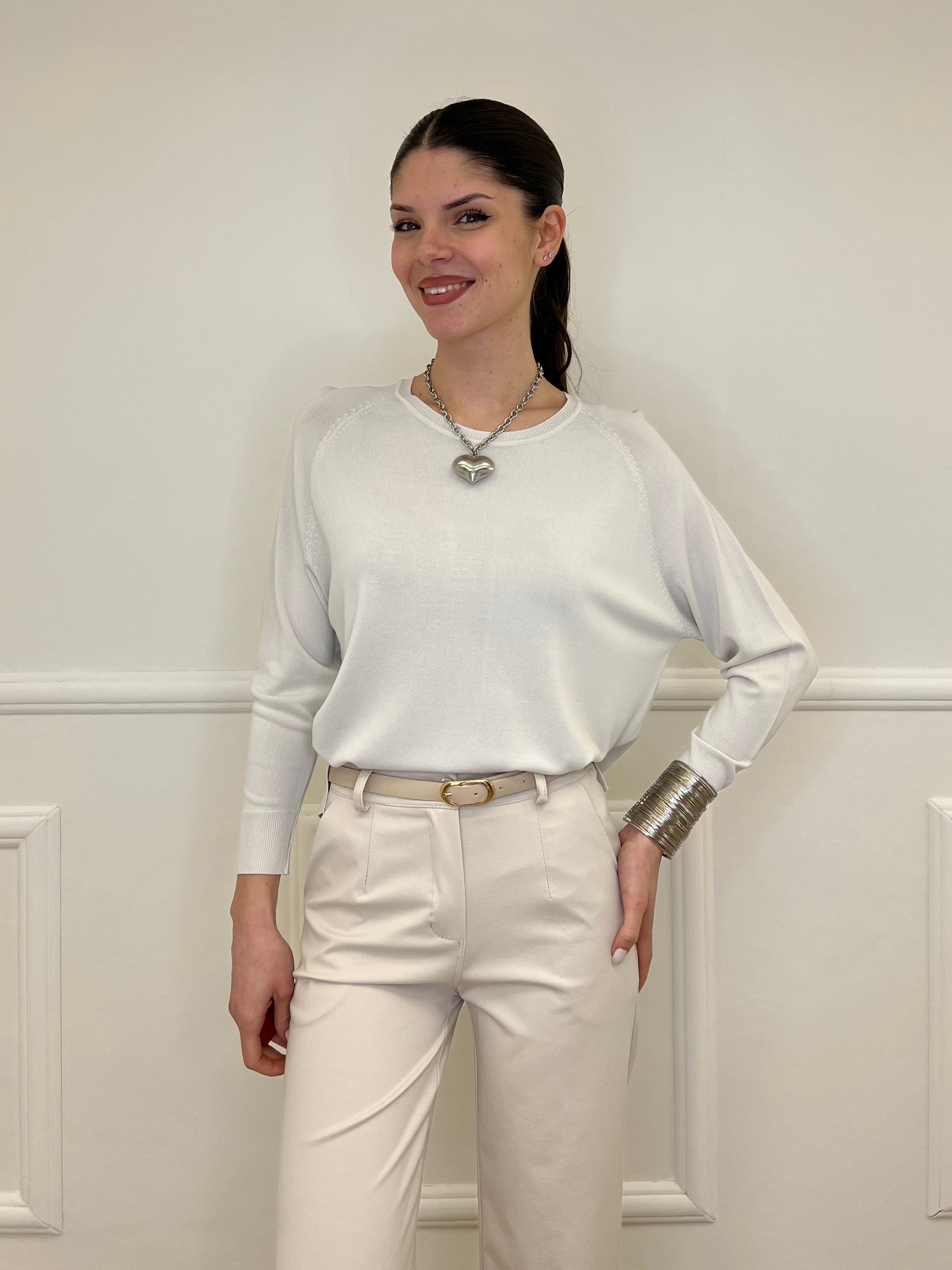 Maglia in Filo di Viscosa J185 Ecru