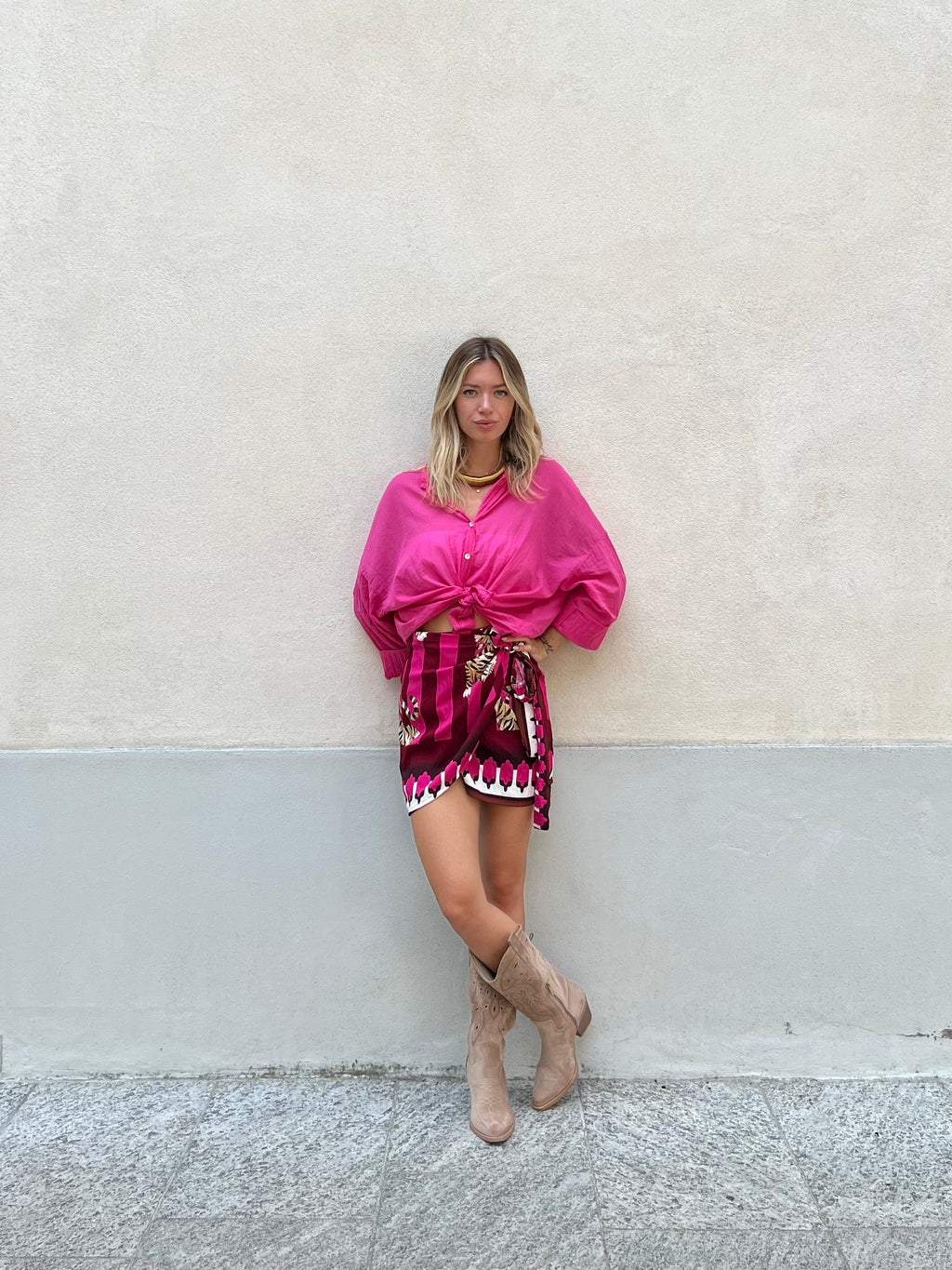 Gonna Pareo Tigre Righe BM196 Magenta