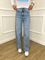 Jeans Con Vita Incrociata L1192 Azzurro