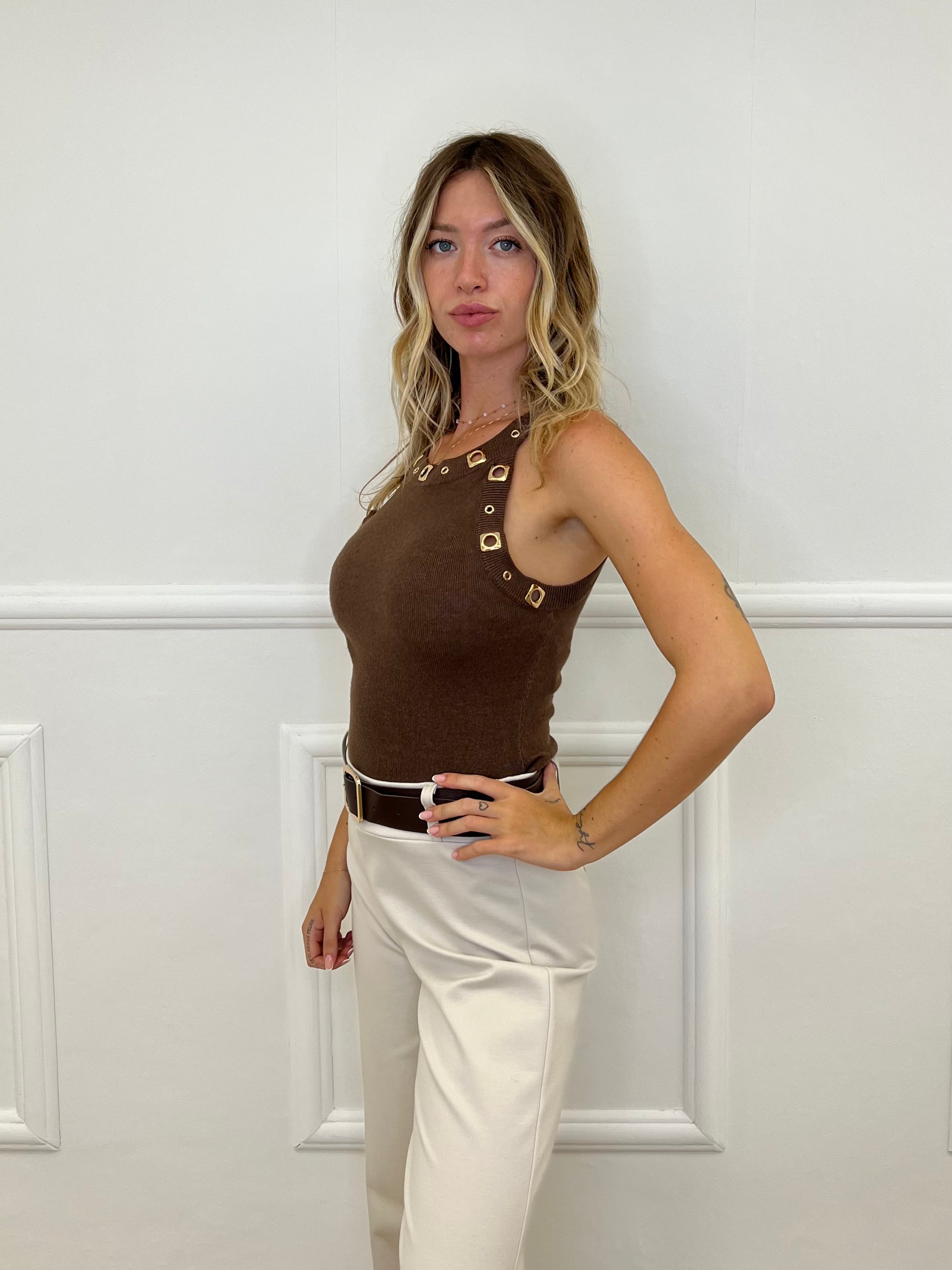 Top Inserti Metallici E8073 Marrone