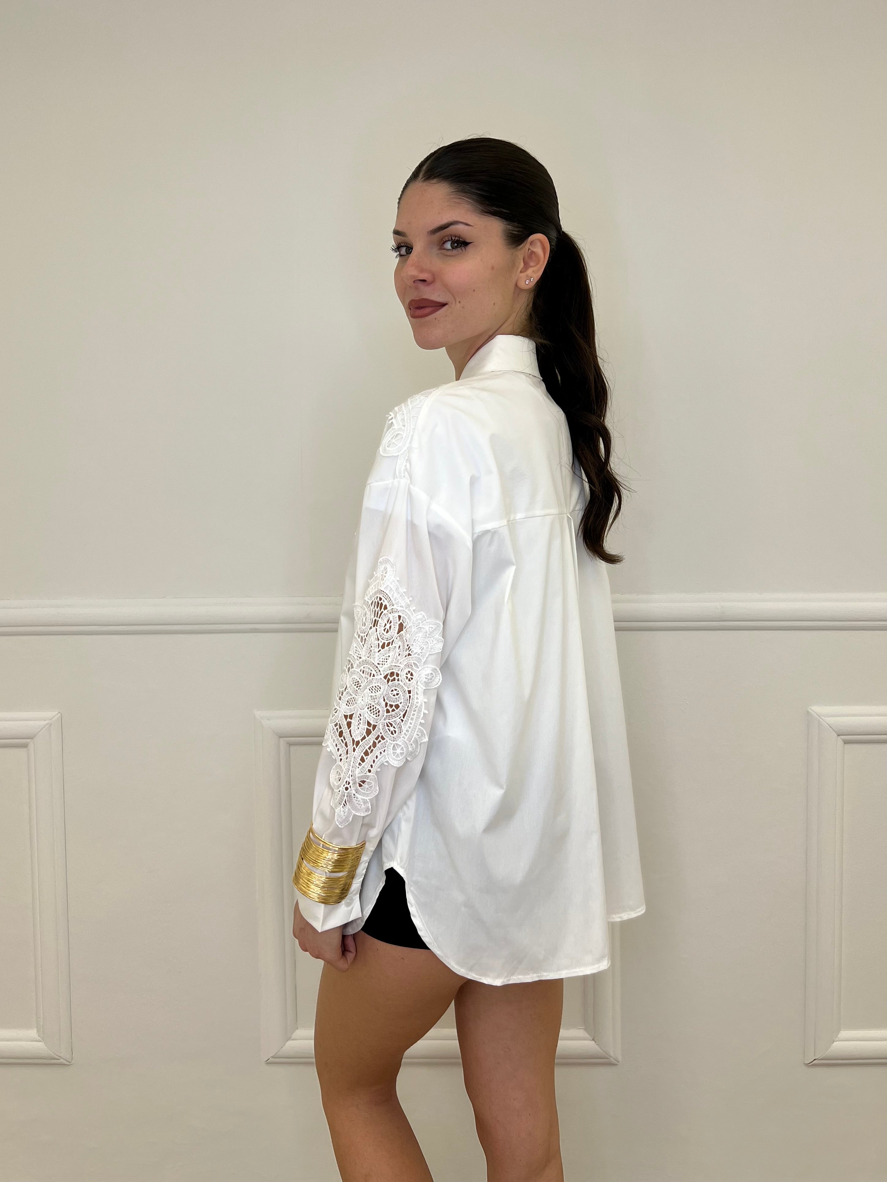 Camicia Inserti Sangallo 2264 Bianco