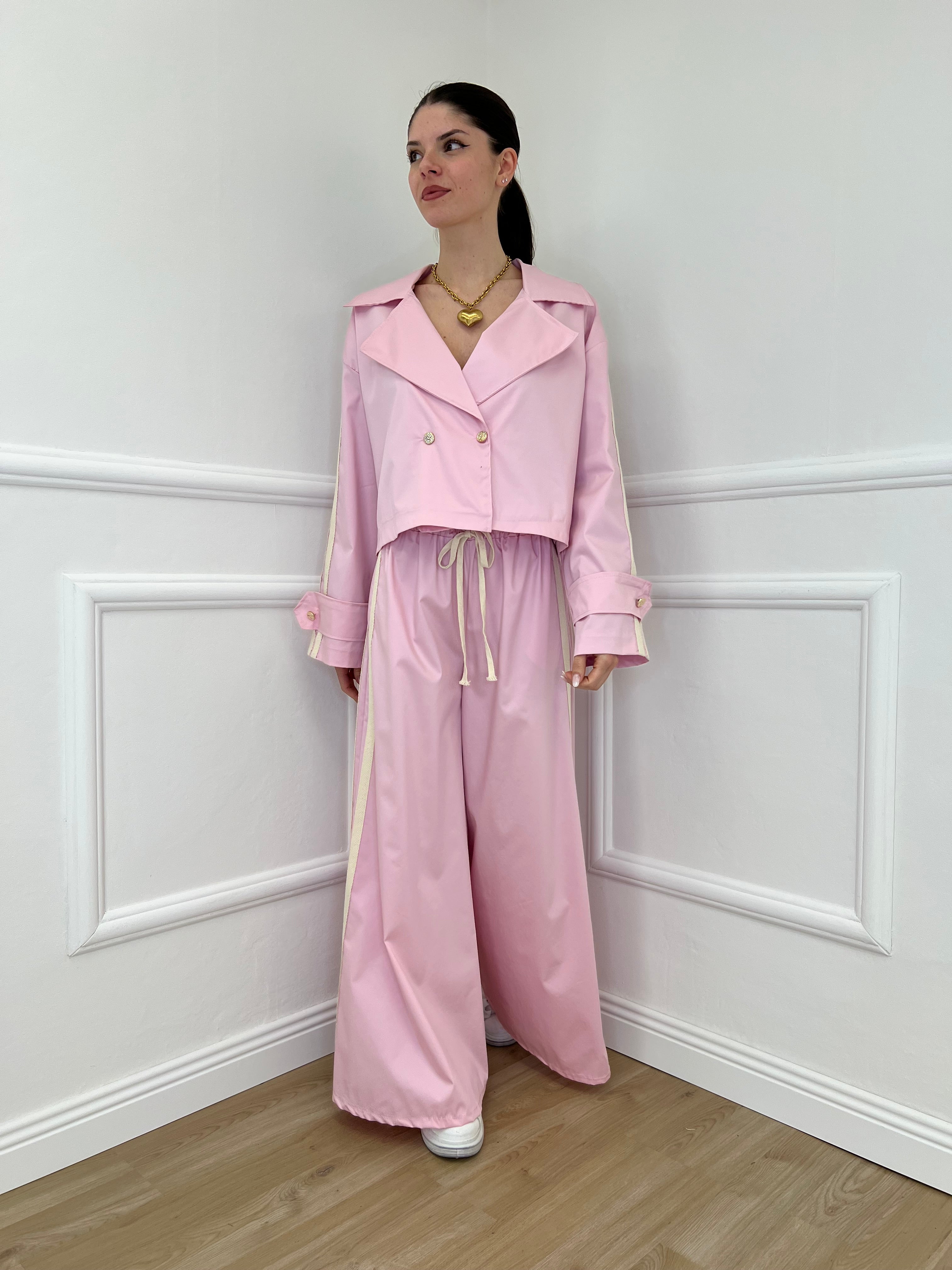 Pantalone Palazzo Bande 7809 Rosa