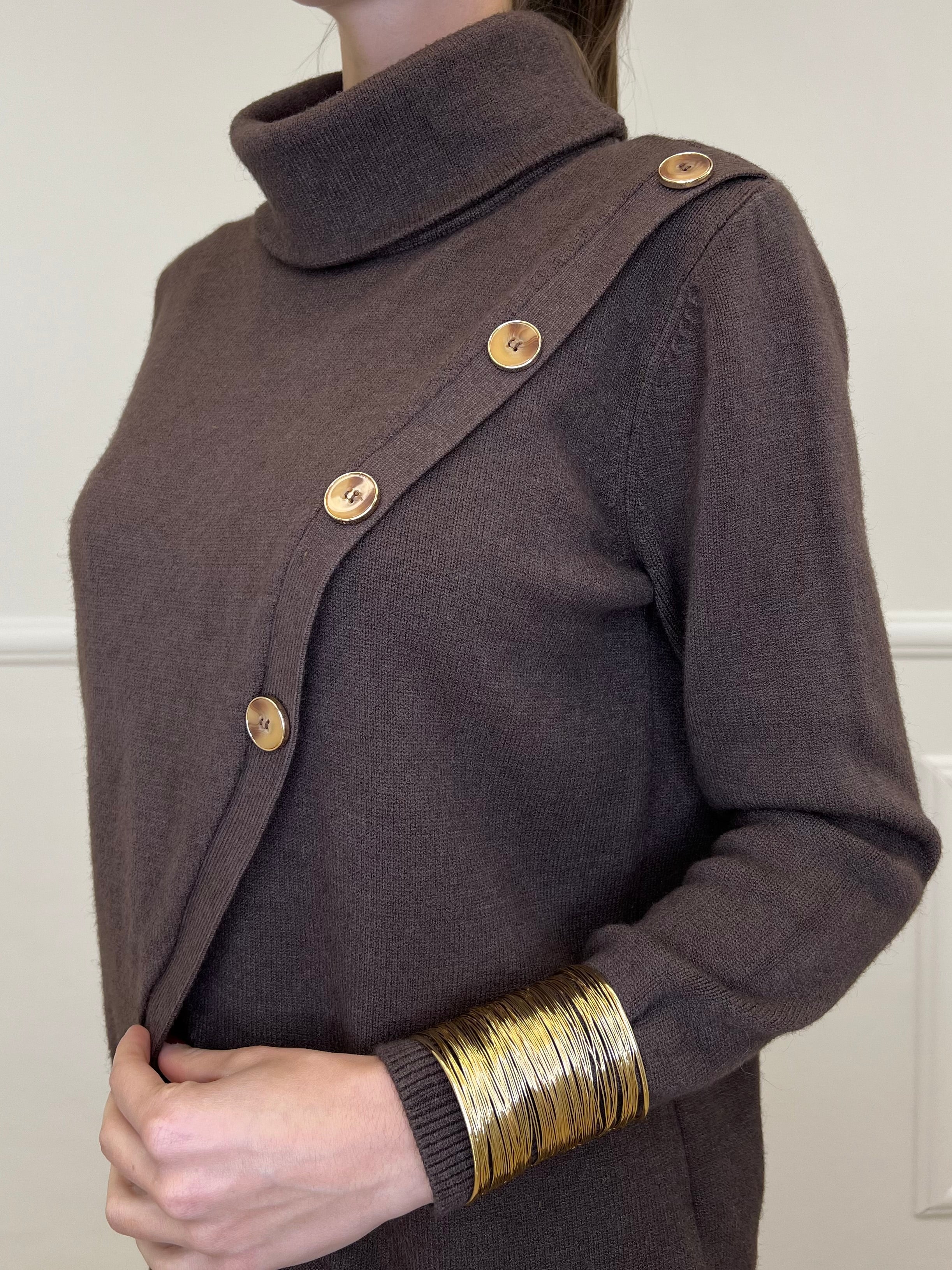Maglia Sormontata Bottoni 9632 Moro