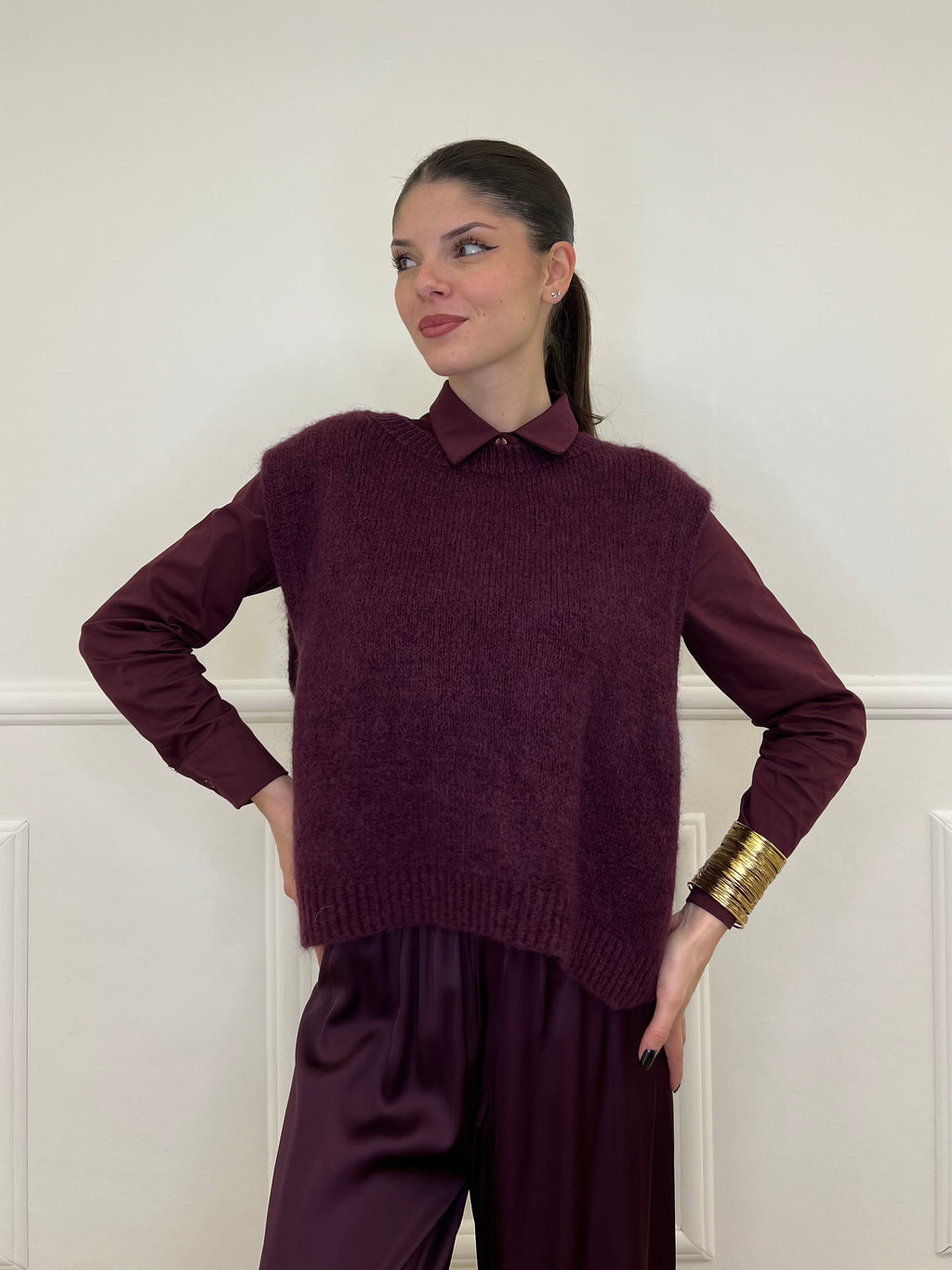 Gilet Kid Mohair 5218 Burgundy