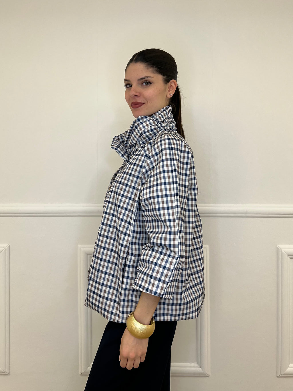 Giacca In Taffetà a Quadri 190771 Blu