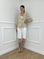 Blazer Ricamato in Lino e Viscosa 11353 Ecru