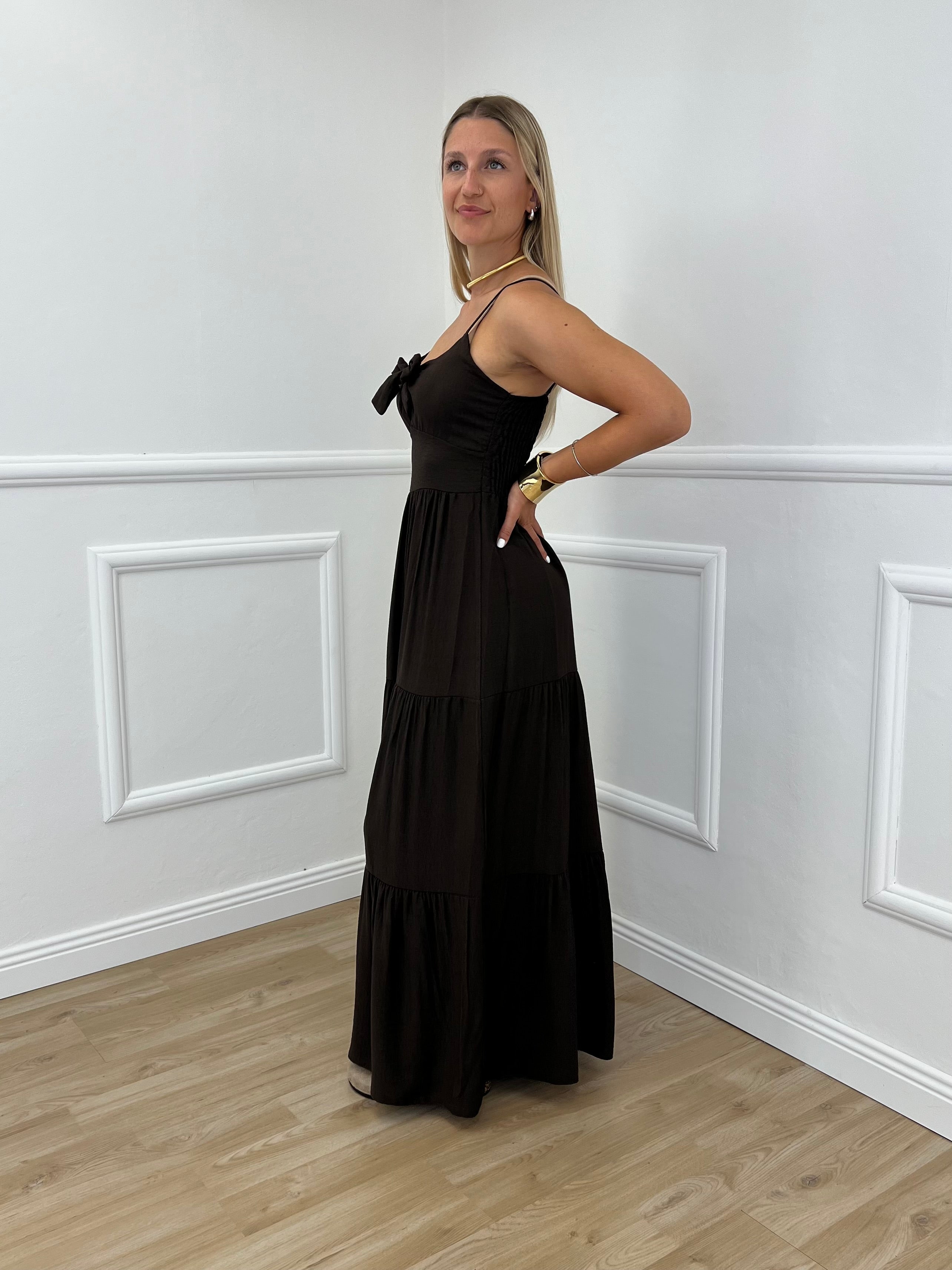 Abito Crepe Fiocco 0567 Marrone