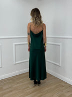 Vestito Satinato Con Scollo Morbido 1502 Verde Smeraldo