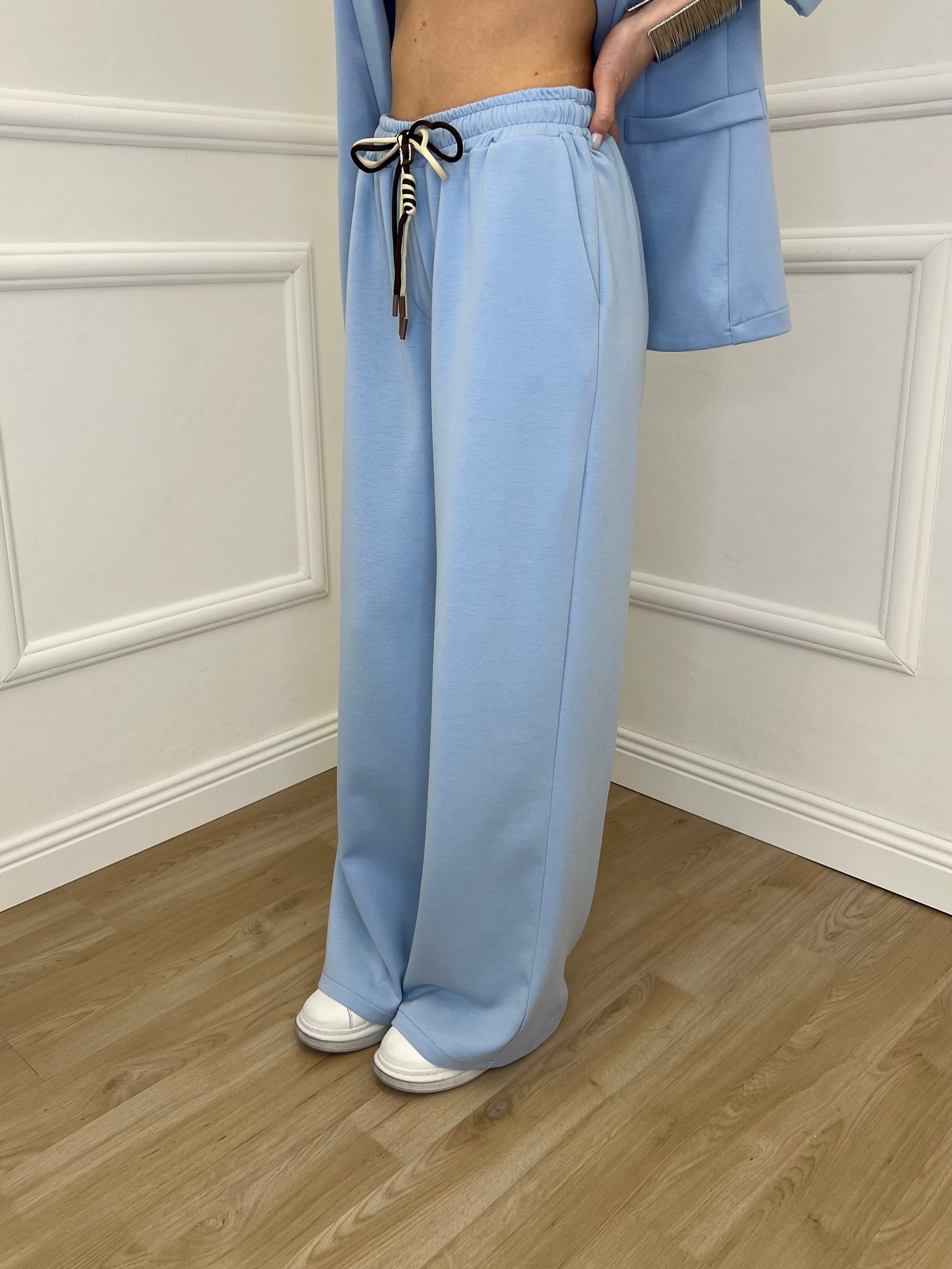 Pantalone a Palazzo Viscosa 25413 Azzurro