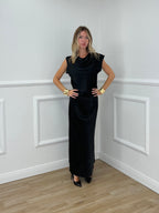 Blusa Satin Scollo Morbido 2548 Nero