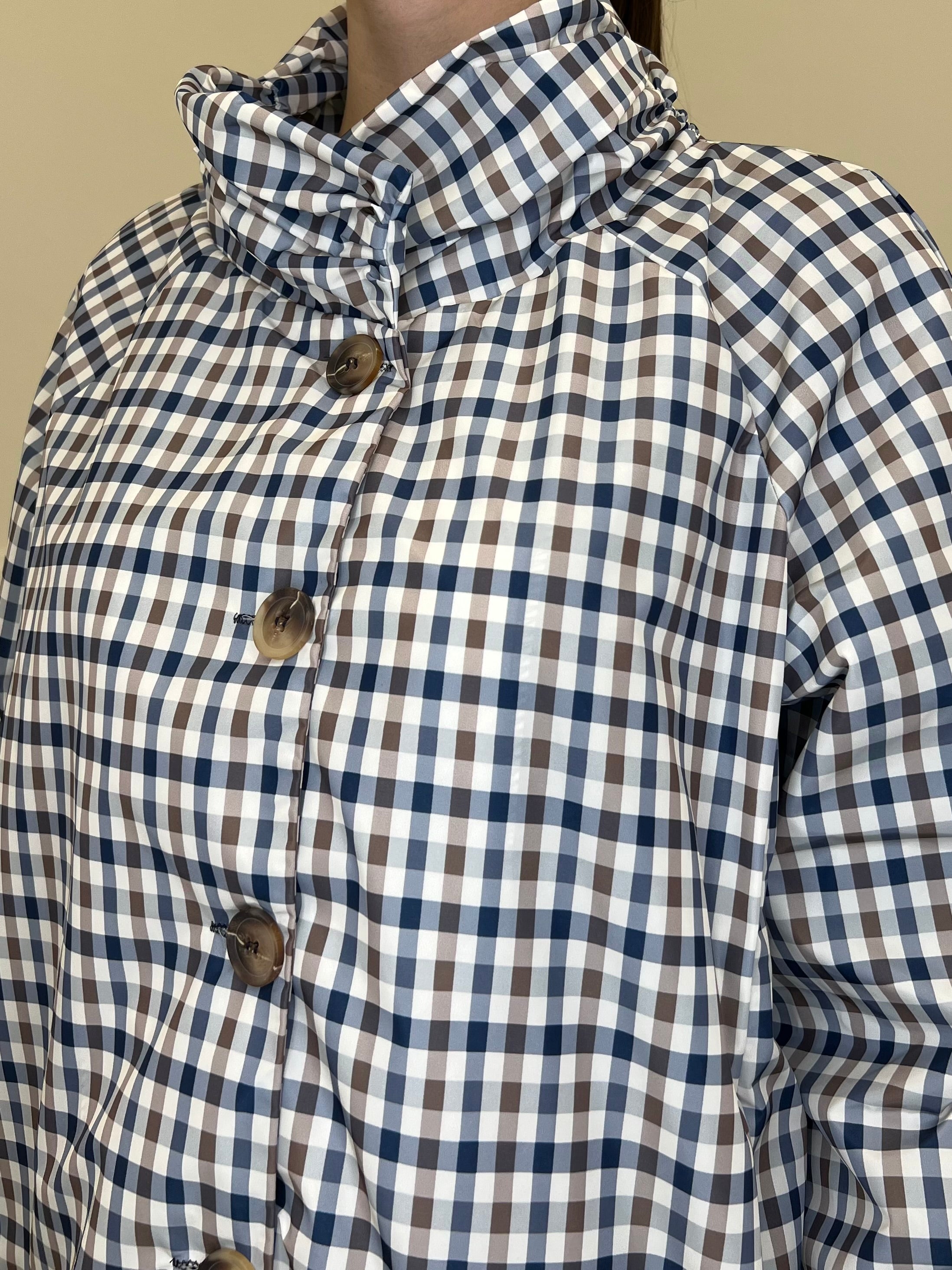 Giacca In Taffetà a Quadri 190771 Blu