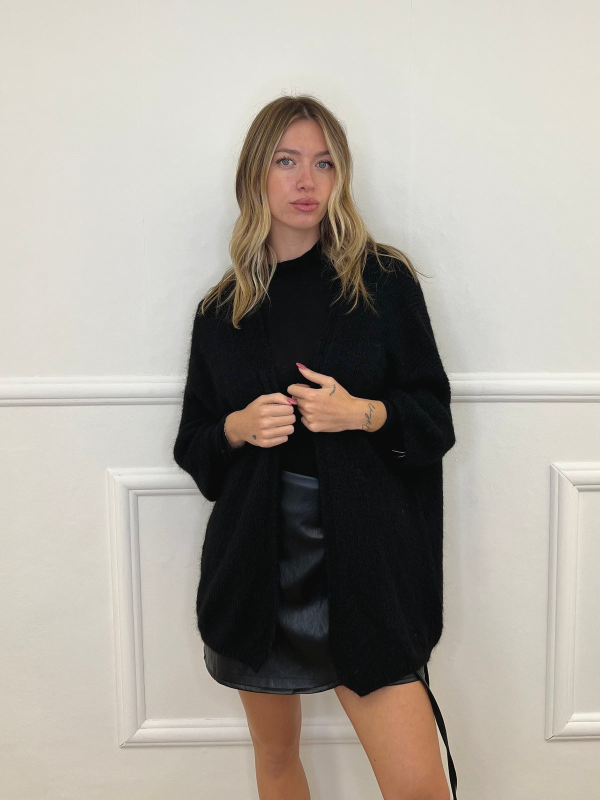 Cardigan Aperto Mohair 5021 Nero