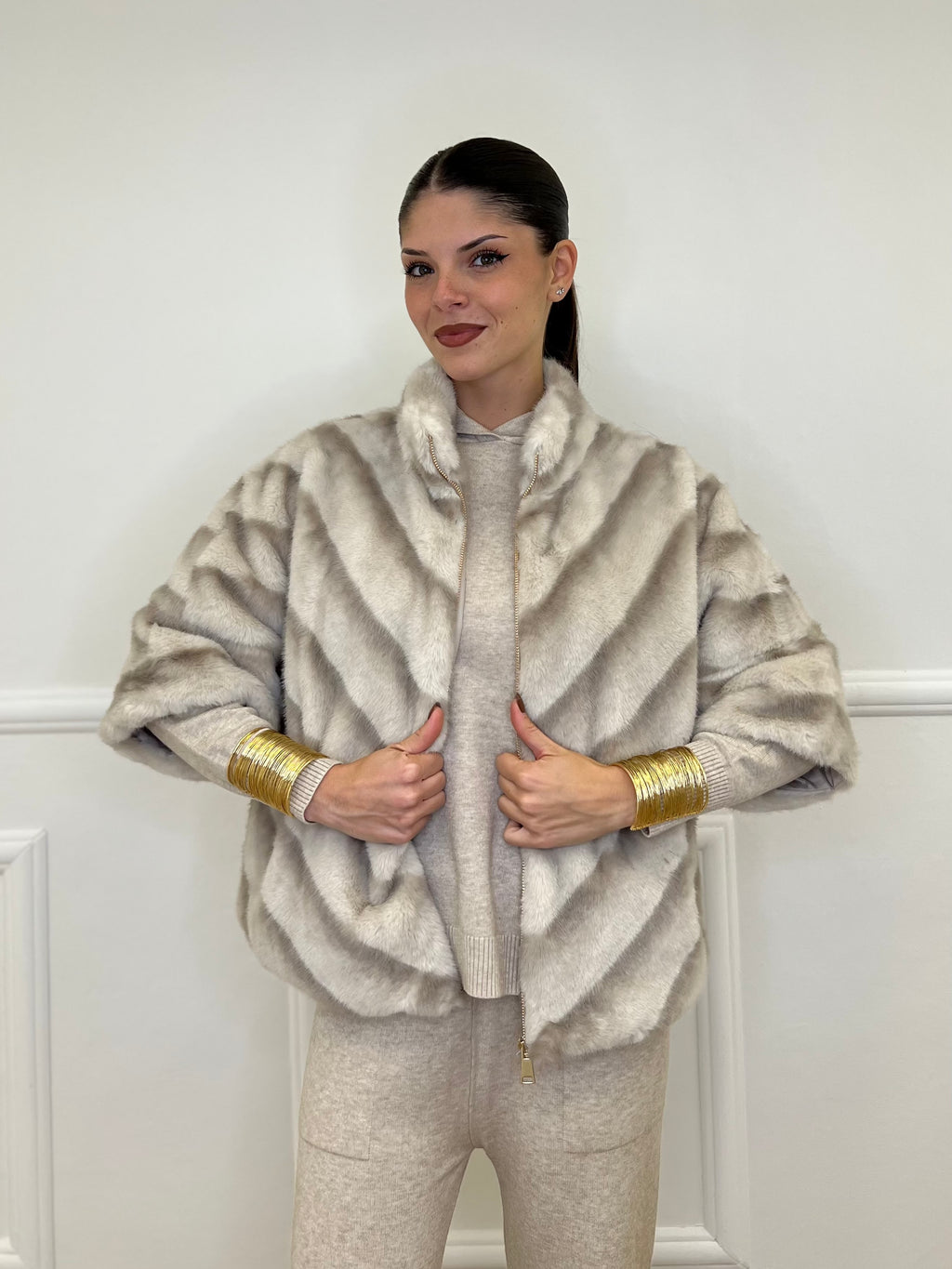 Pelliccia Chevron C037 Ecru