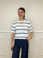 Maglia Righe Fiammata 0073 Bianco