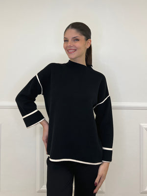 Maglia Profili Contrasto 5337 Nero