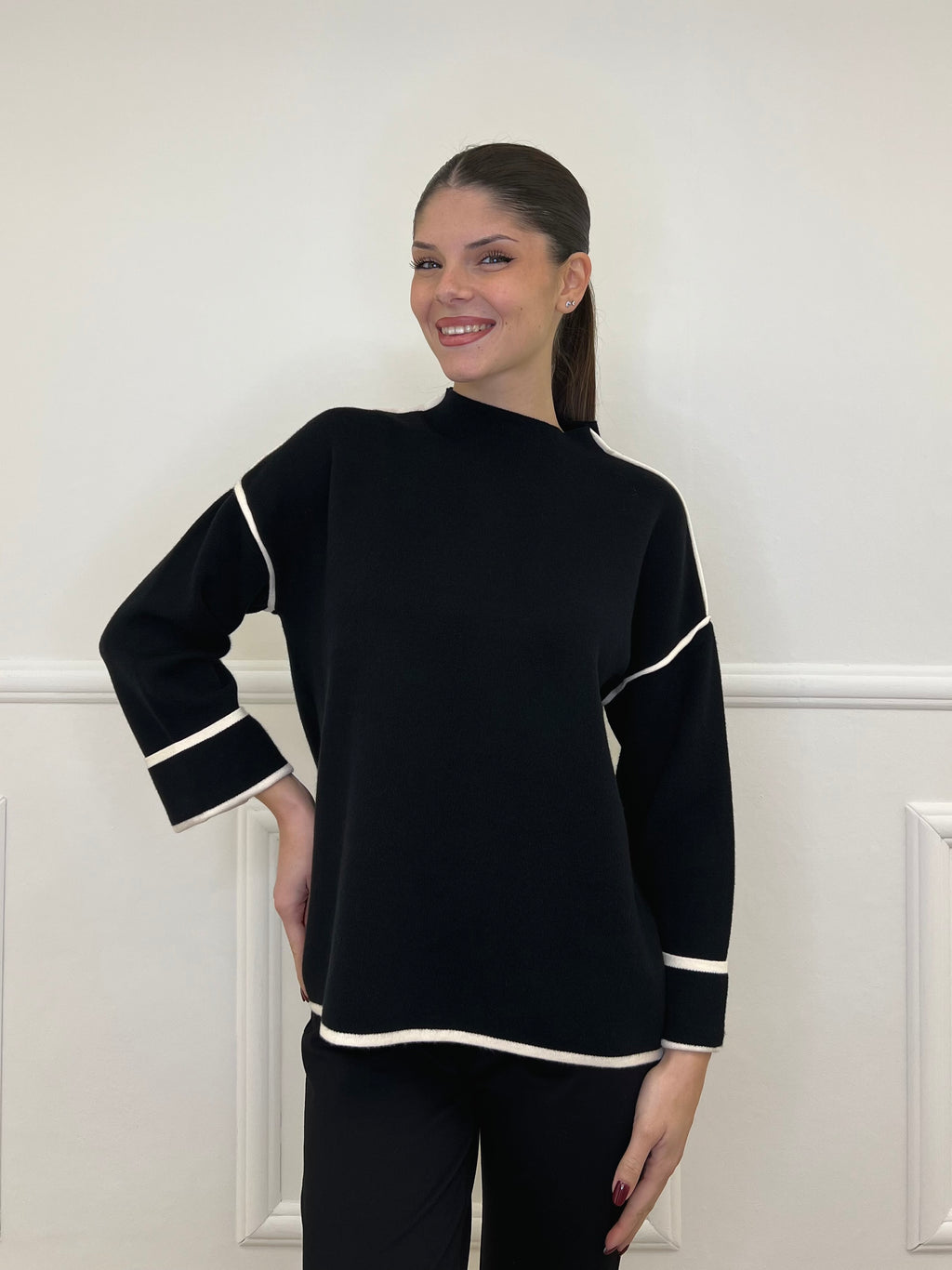 Maglia Profili Contrasto 5337 Nero