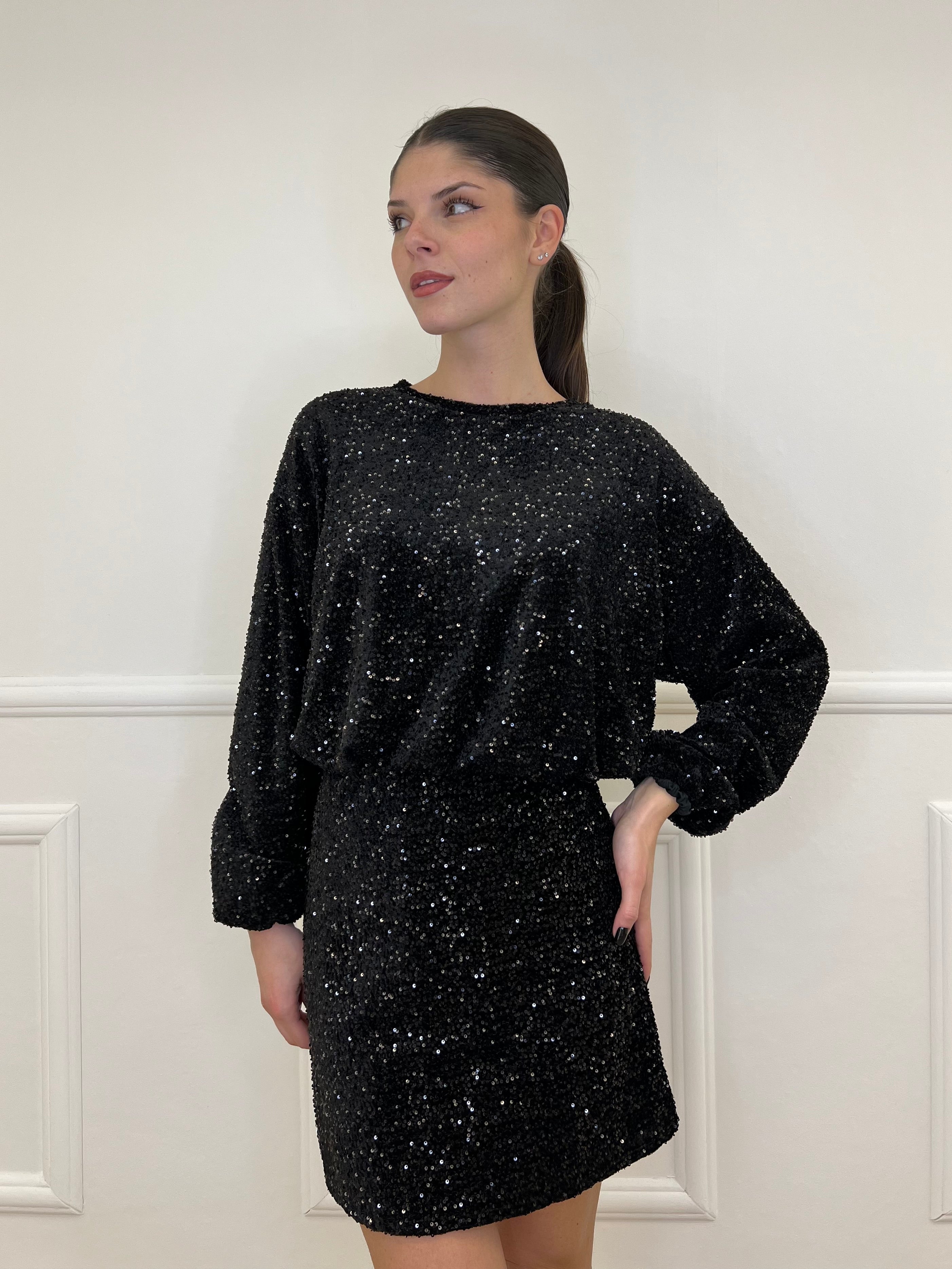 Maglia Paillettes 90225 Nero