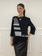 Maglia Asimmetrica Pizzo Bicolor 0225 Nero