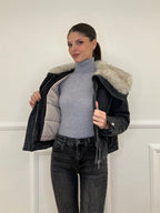 Fur Denim Jacket DL30037 Grey