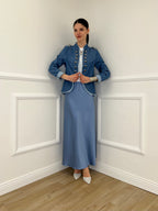 Giacca Napoleone in Denim 2373 Azzurro