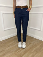 Pantalone Chambray Impuntura K26230 Blu