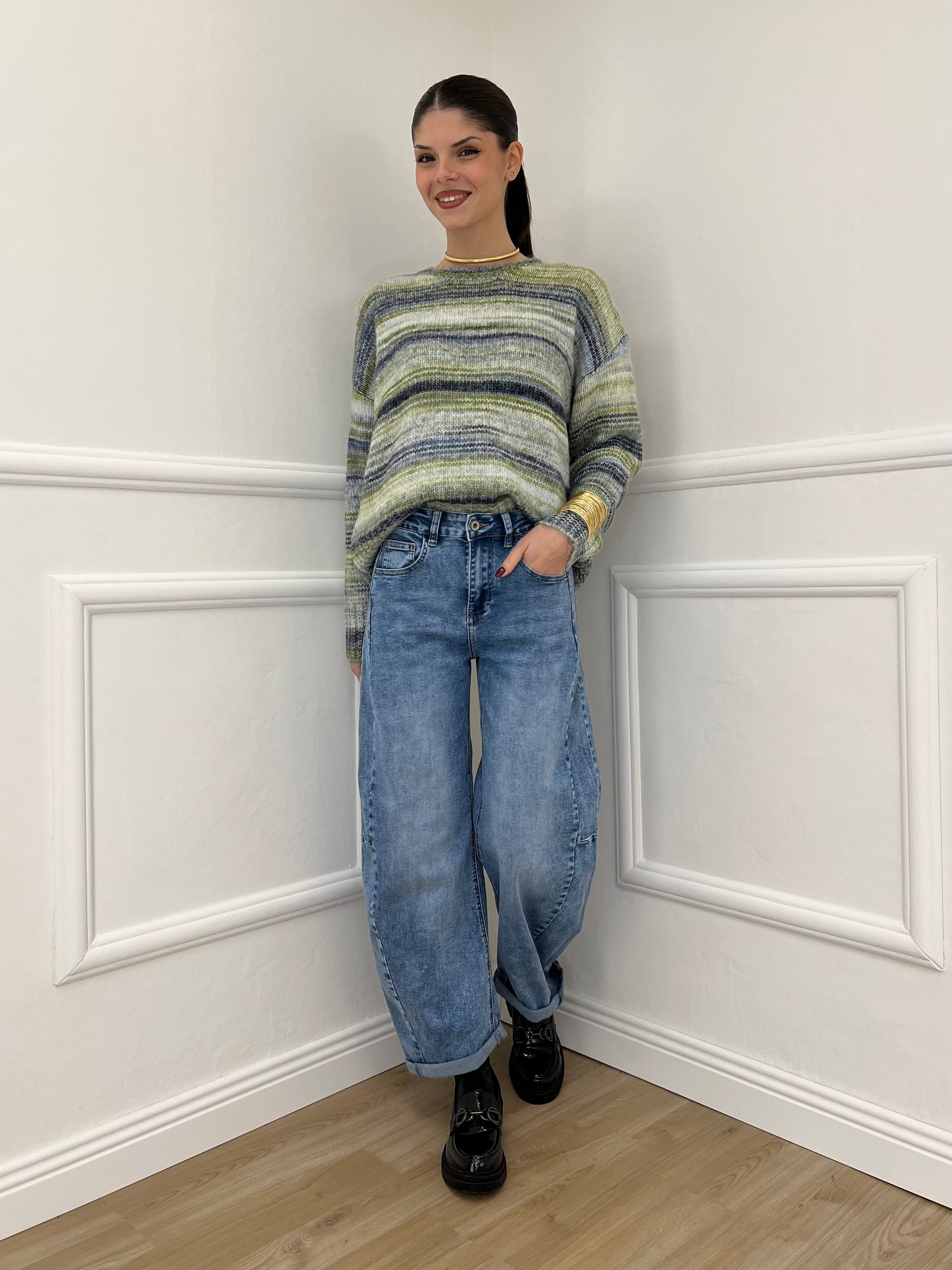 Maglia Girocollo Multicolor 25205 Verde