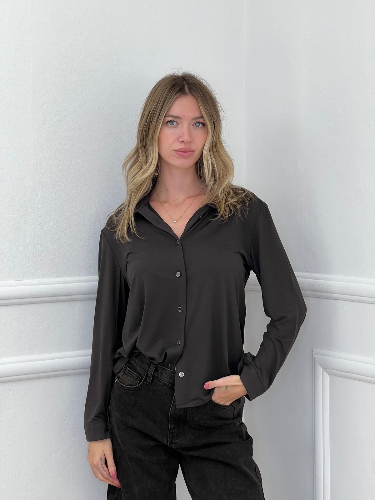 Camicia In Jersey 23001 Marrone