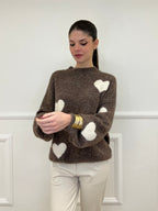 Maglia Shetland Cuori 2405 Moro