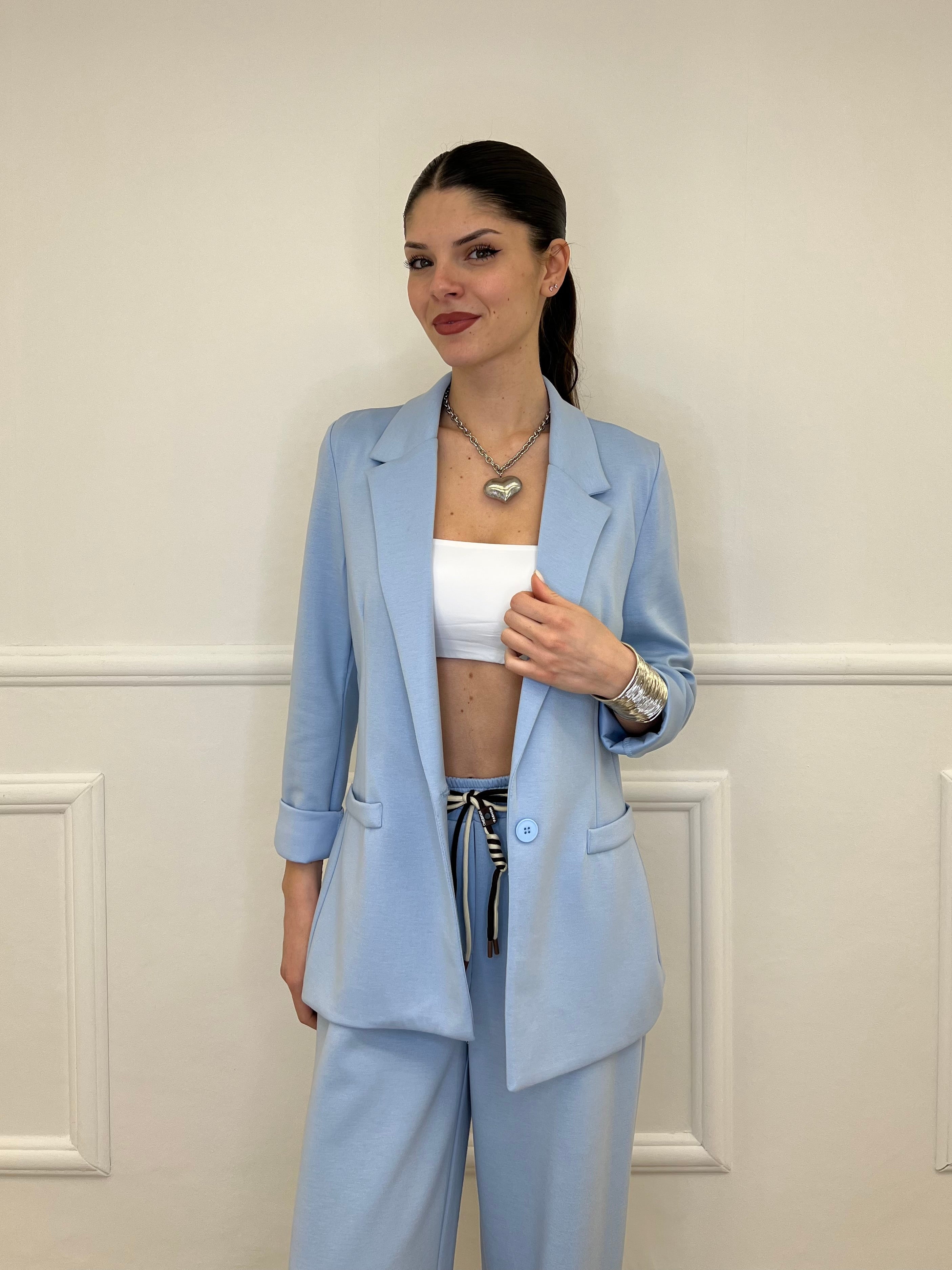 Blazer in Viscosa 27435 Azzurro