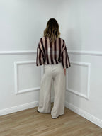 Camicia Over a Righe 2907 Marrone