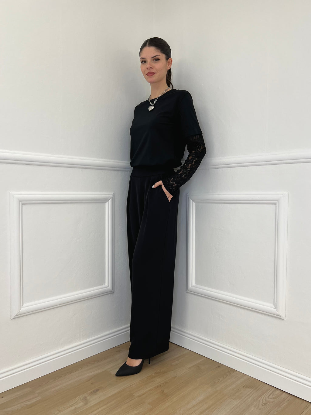 Pantalone Fluido 22059 Nero