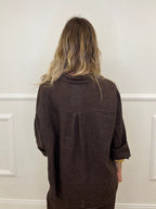 Camicia Scatoletta Lino 89303 Marrone