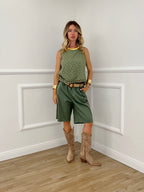 Bermuda In Cotone Con Cintura 81624 Verde