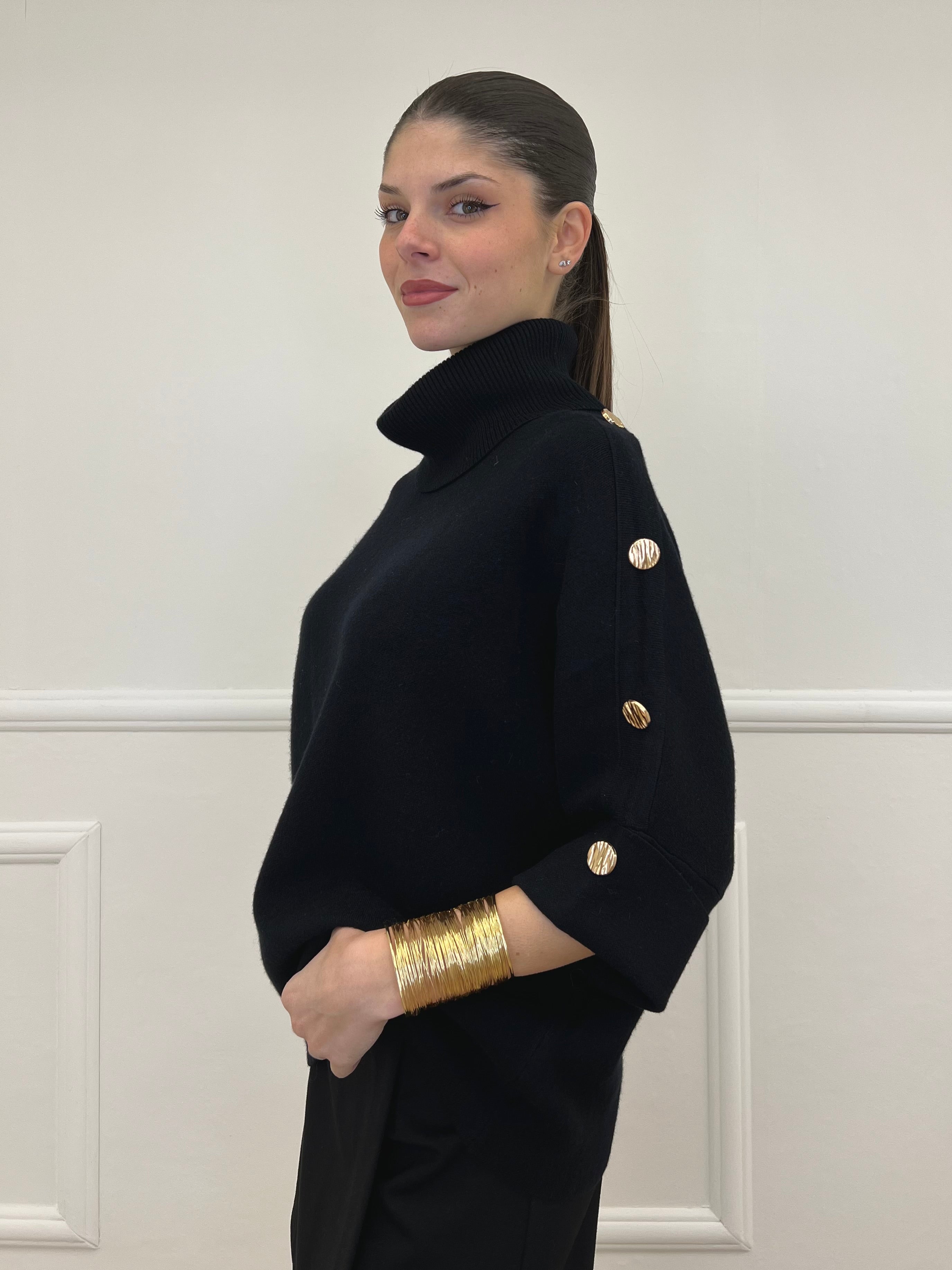 Maglia Bottoni Pipistrello 261124 Nero