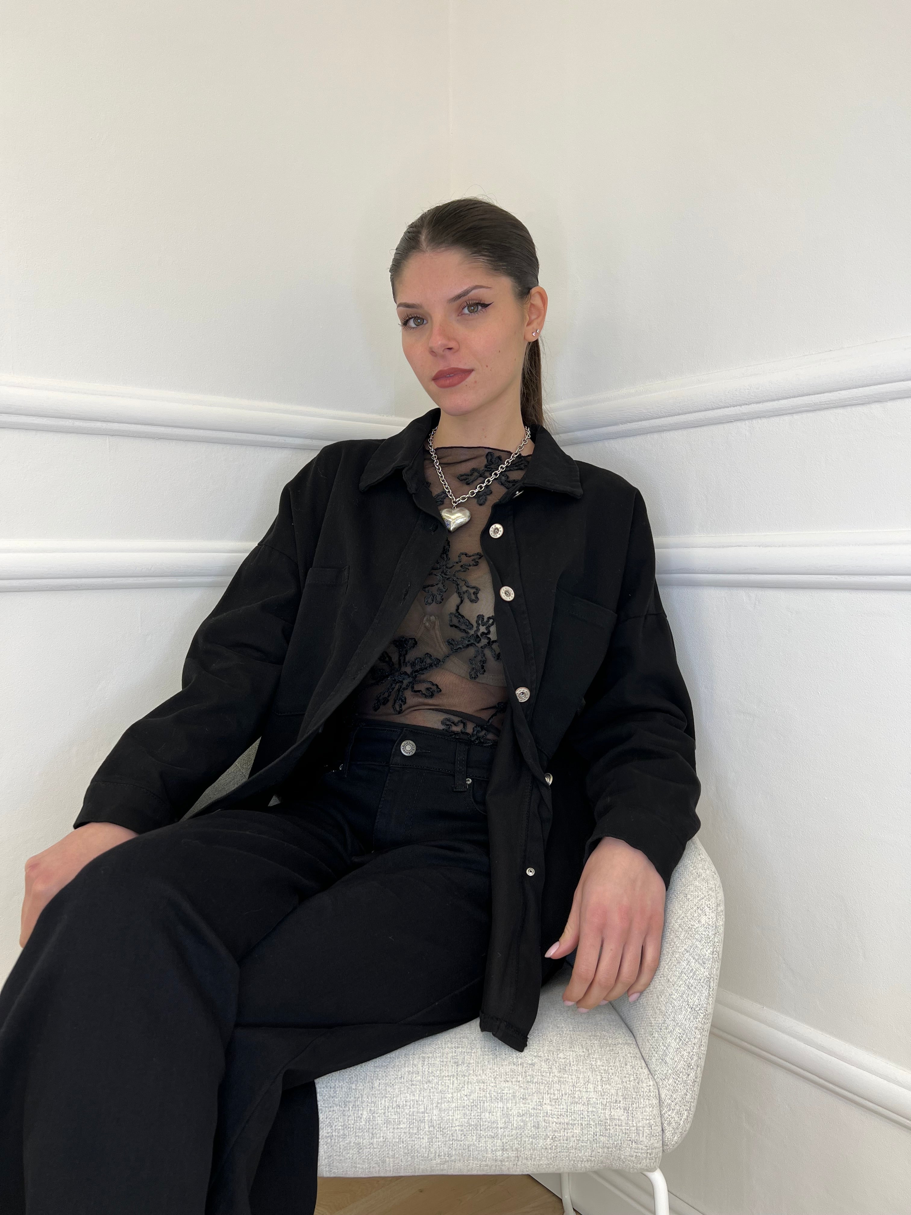 Camicia Overshirt in Twill A6262 Nero