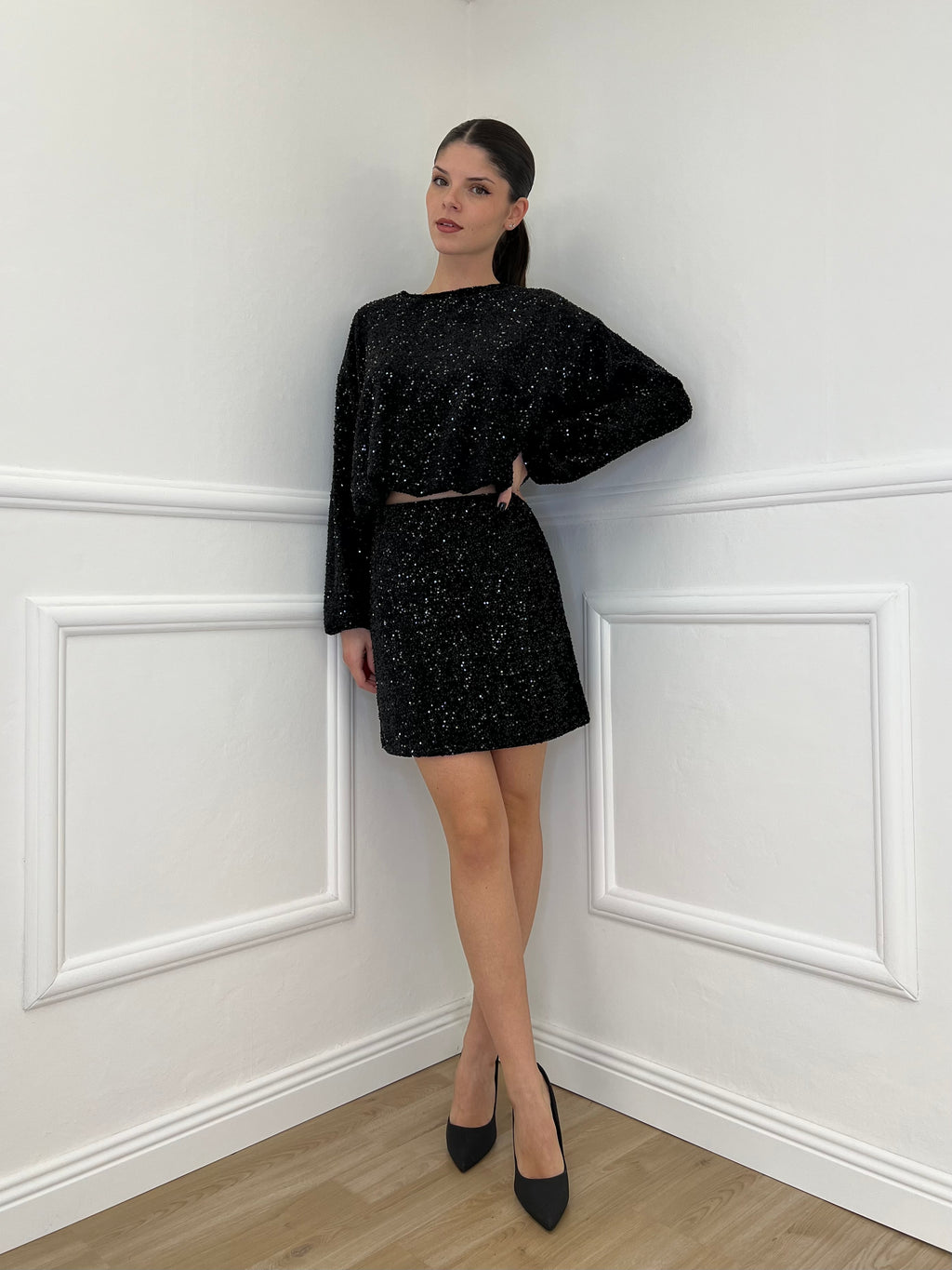 Maglia Paillettes 90225 Nero