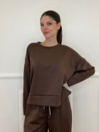 Felpa Over Spacchi 27580 Marrone - Bazar Abbigliamento