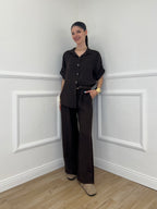Pantalone Lino Cintura 22525 Moro