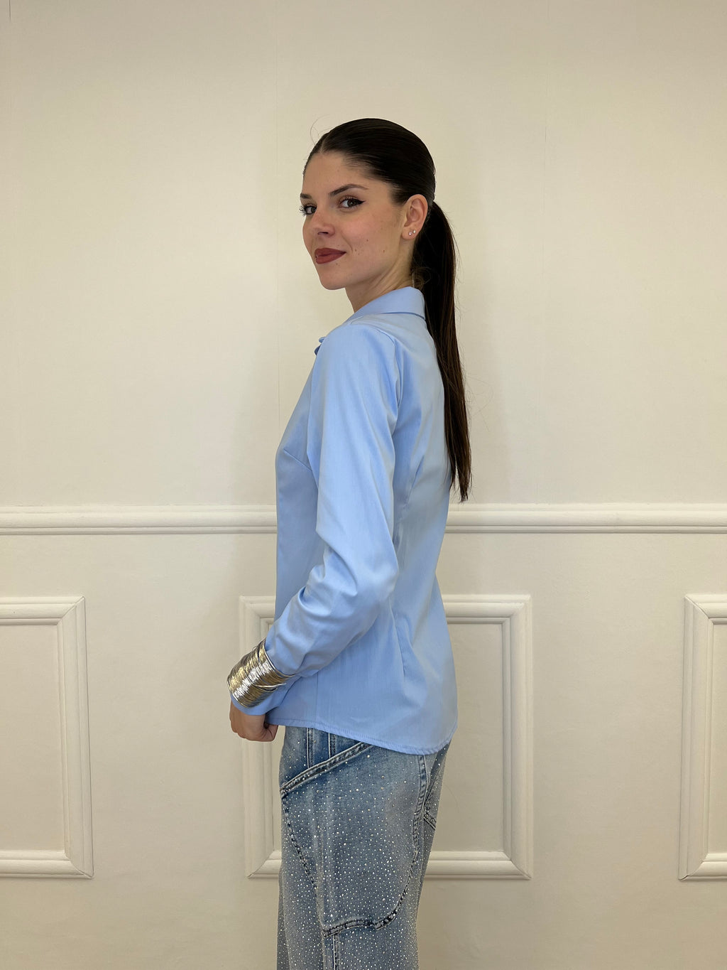 Camicia Slim Cotone 6036 Azzurro