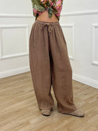 Pantalone Balloon 100% Lino 825699 Tabacco
