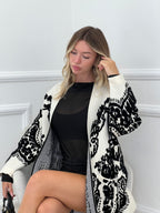 Cardigan Cappotto Jacquard 8201 Bianco