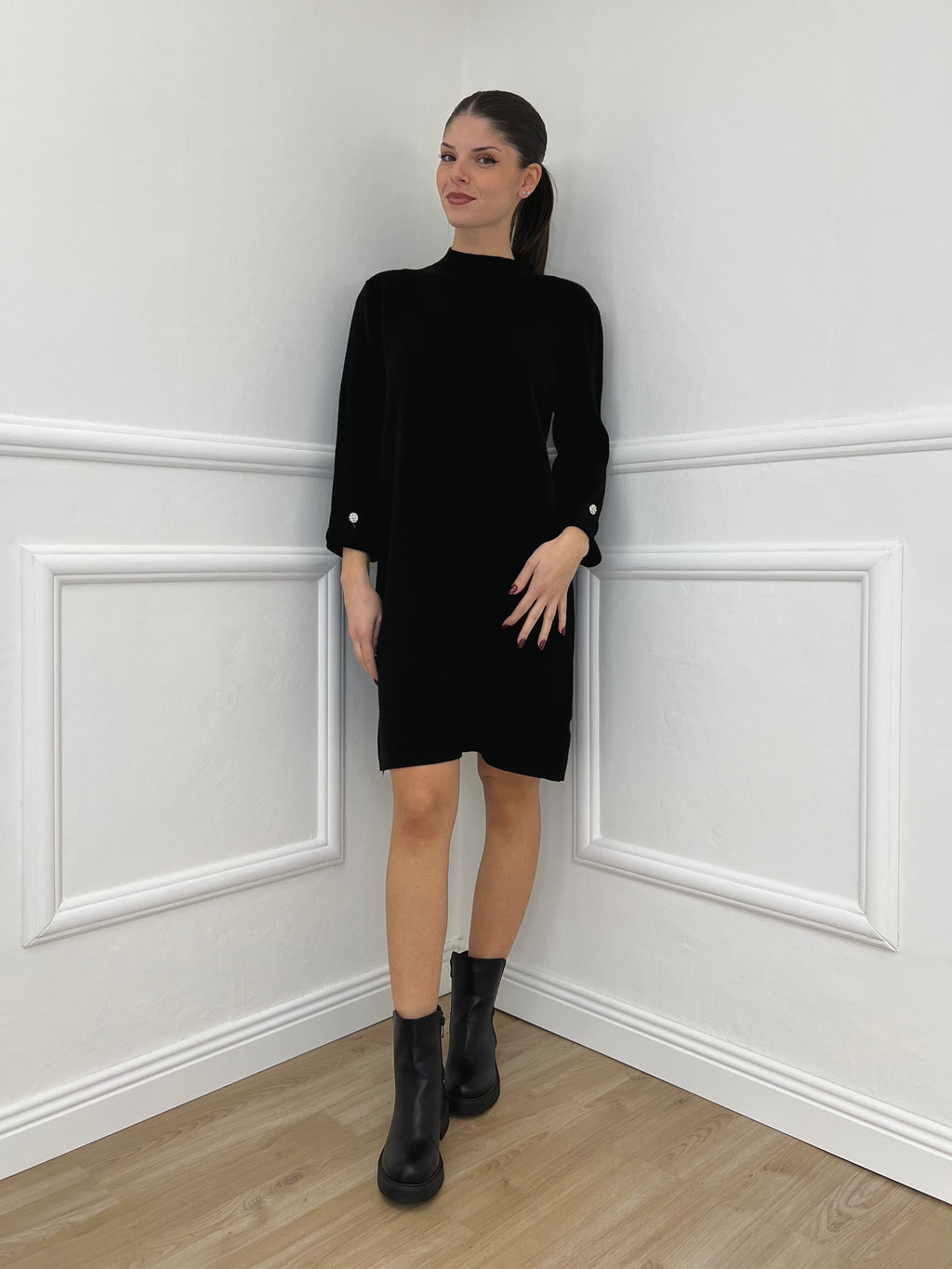 Abito in Maglia 9432 Nero